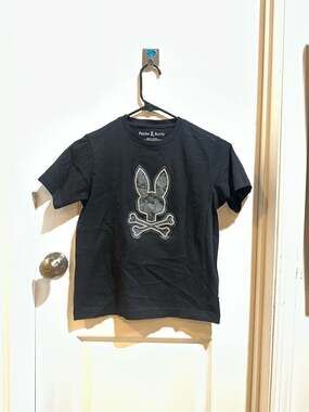 Psycho Bunny Kids Rowen Bunny Graphic Tee Black 10-12M